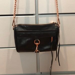 Black and rose gold Rebecca minkoff cross body bag